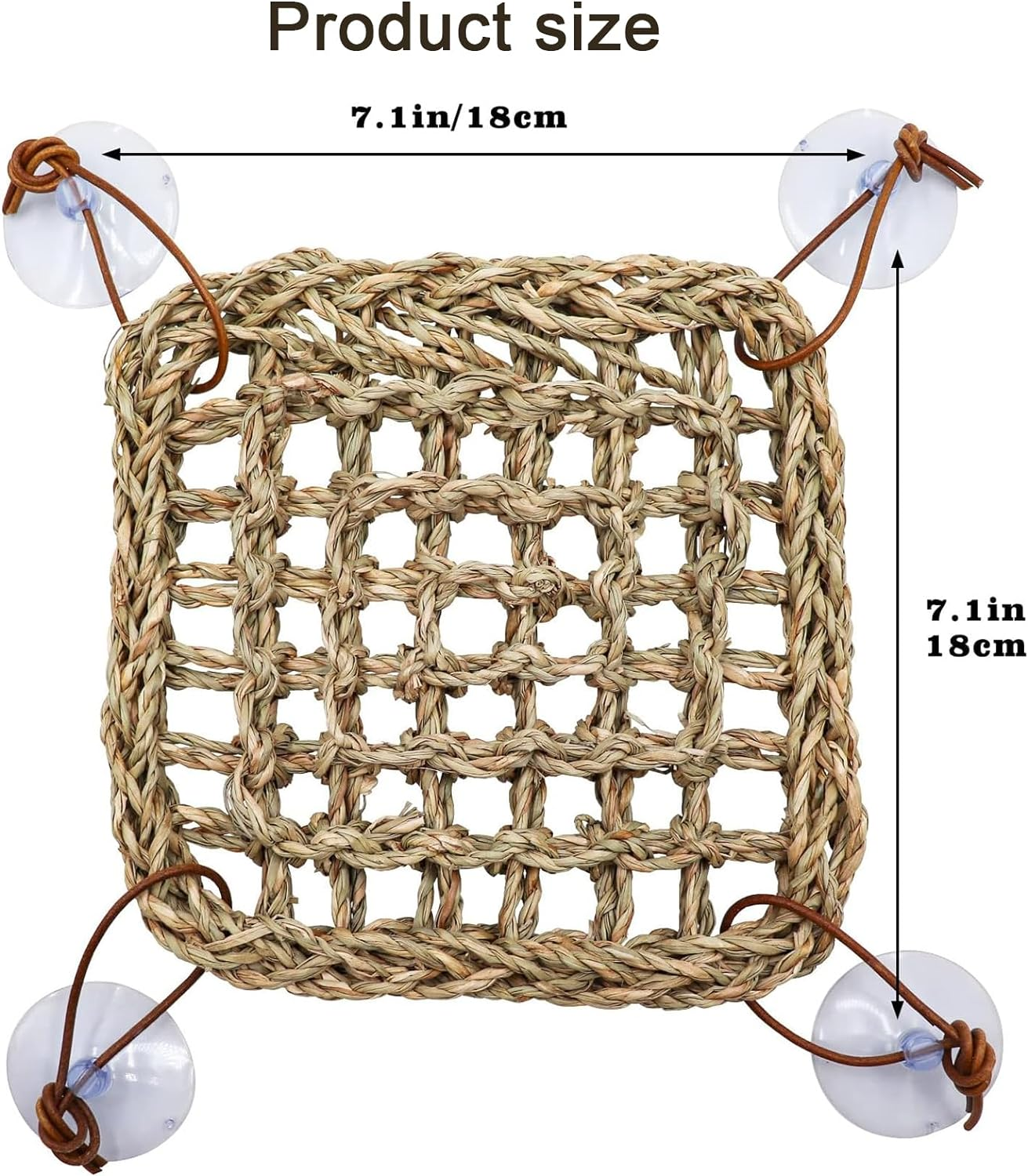 XUTONG Hermit Crab Climbing Toys, Seagrass Mat Lizard Hammock with Suction Cup, Natural Seagrass Woven Net, Tank Accessories for Small Reptiles Hermit Crab Lizard Hamster Guinea Pig Rats 7.1 X 7.1 In image number 4