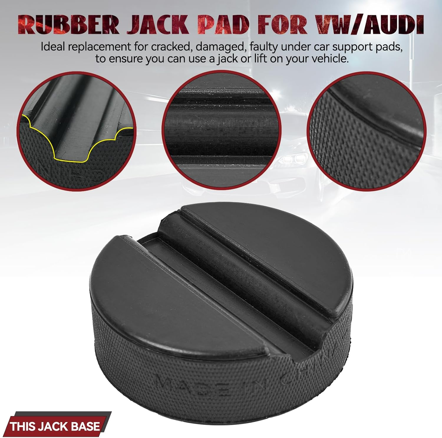 Trolley Jack Rubber Pad for Jack Stands, Slotted Frame Rail Protector for VW, Audi, Skoda, Seat, Pinch Weld Protector for Car Lifting Durable Anti-Slip Design image number 4