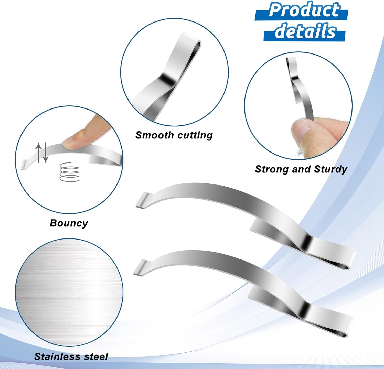 70 Pcs Window Screen Tension Spring Corner Clips, Corner Mount Flat Window Spring Stainless Steel Window Screen Clips, &frac14;&rdquo; Wide 2-3/4&rdquo; Long, Prevent Screen Windows Shaking (Silver) image number 6