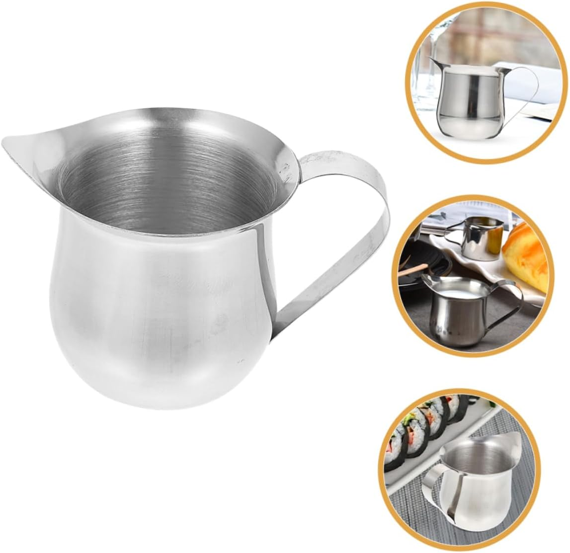 SECFOU 4Pcs Stainless Steel Milk Frothing Pitcher 90Ml Espresso Measure Cup Metal Milk Jug for Coffee Frother and Use image number 3