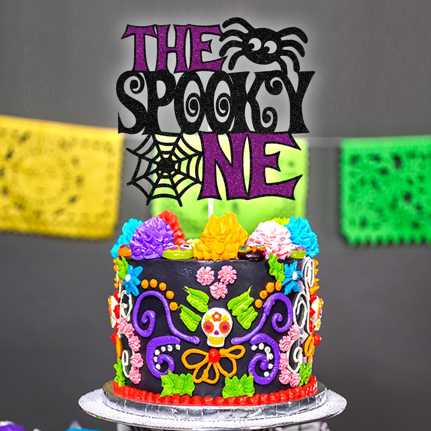 The Spooky One Cake Topper,Ghost Boo Bat Cake Decor, Halloween 1St Birthday/Baby Shower Party Decoration Supplies for Boys Girls image number 3