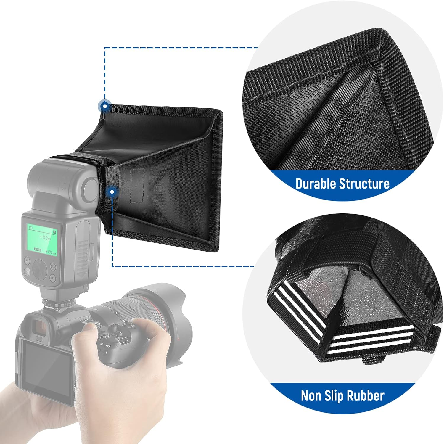 NEEWER Flash Diffuser Light Softbox 6" X 5", Universal, Collapsible with Storage Pouch Compatible with Canon Nikon Sony Godox Yongnuo NEEWER Speedlight image number 1