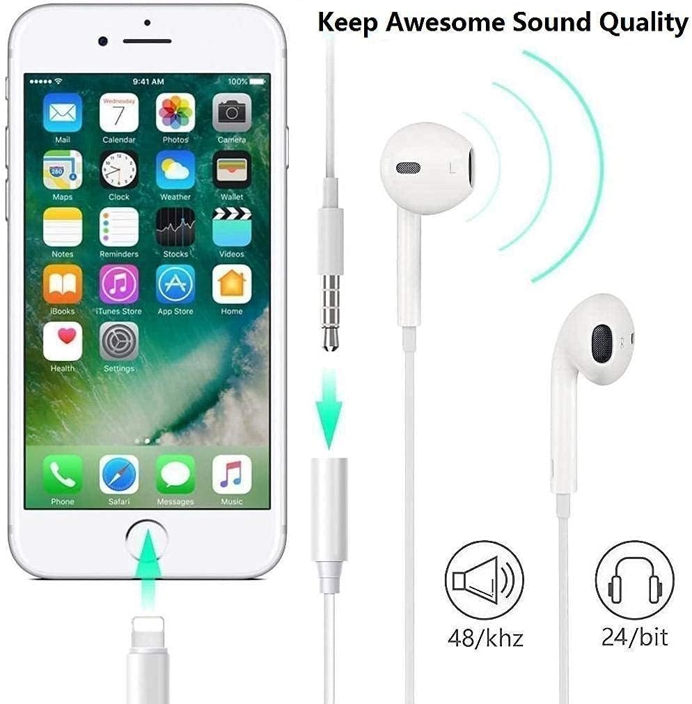 2 Pack [Apple Mfi Certified] Lightning to 3.5 Mm Headphone Jack Adapter,For Iphone 3.5Mm Headphones/Earphones Jack Aux Audio Adapter Dongle for Iphone 13 12 11 SE 2020 XS XR X 8 7 Ipad, Support Ios 15