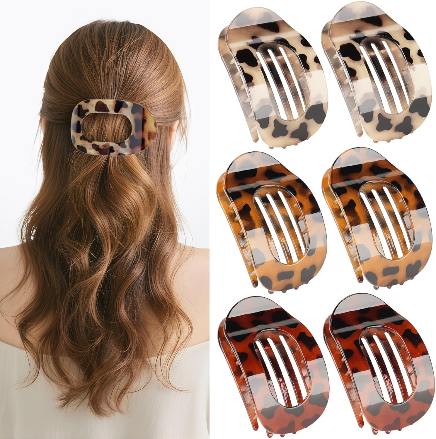 Pack of 6 Hair Clips for Women, Hair Clip, Flat Claw Clip, French Hair Clips Women, Strong Hold Side Hair Clips, French Hair Clip for Thick and Thin Hair image number 1