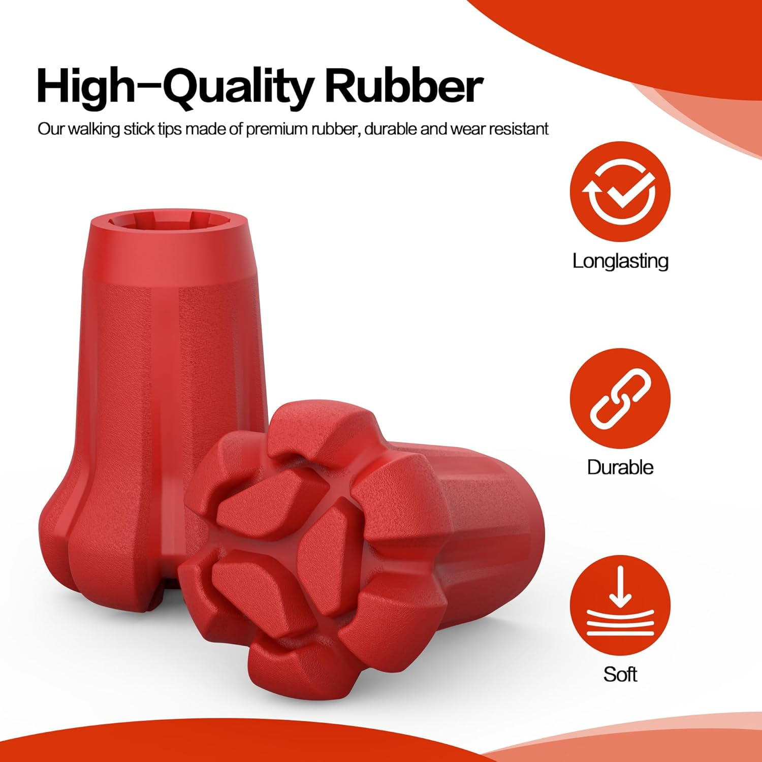 AWINNER Hiking Pole Tips, 4Pcs, Rubber, Wear & Tear Resistant, for Trekking Poles, Walking Sticks, Hiking Canes image number 5