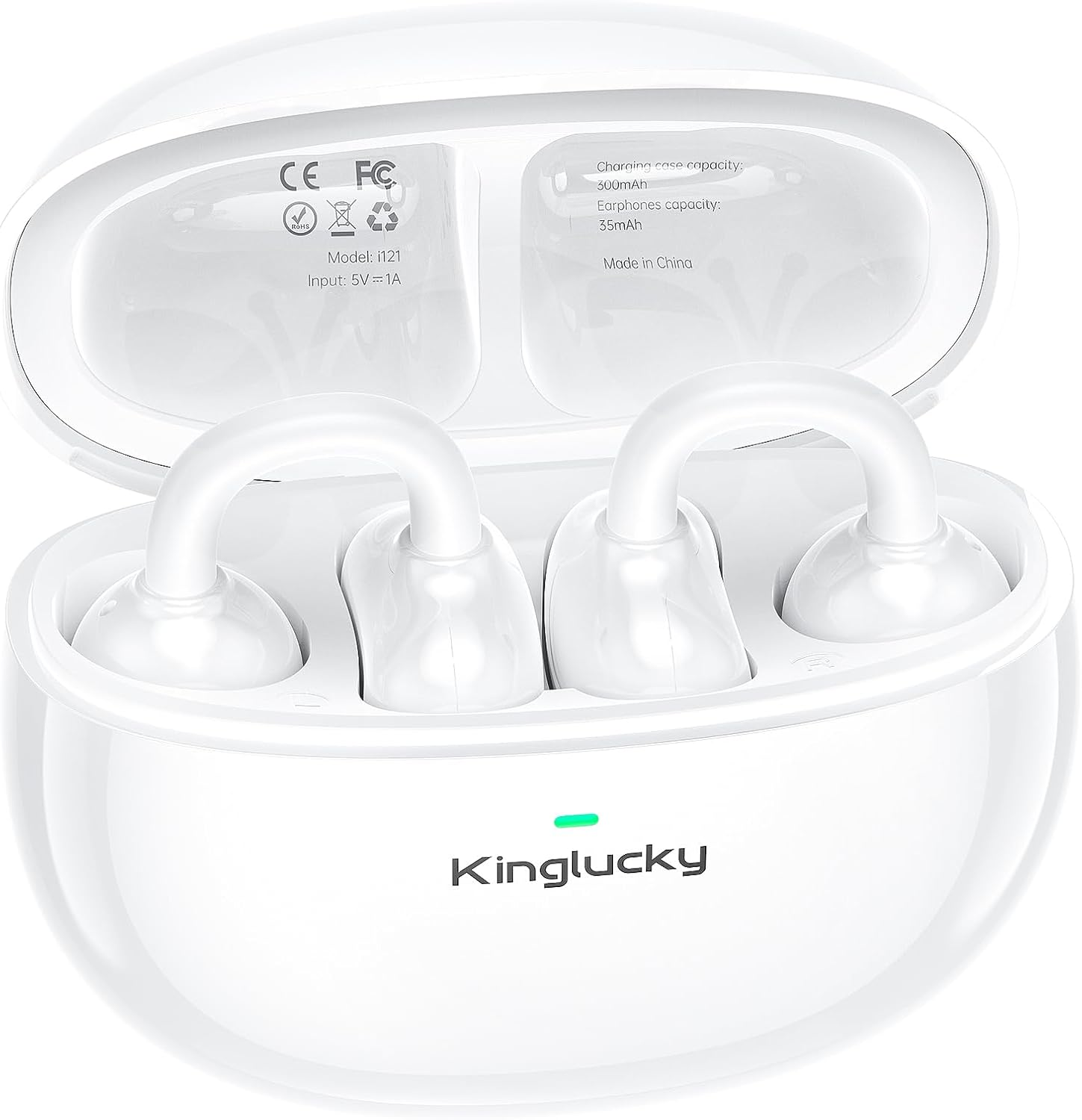 Kinglucky Clip-On Earbuds Comfortable Fit & Crystal-Clear Sound, 40H Playtime Open Ear Buds Bluetooth 5.4 Wireless Headphones for Women Ideal for Small Ears,Sports,Workouts,Glasses White image number 4