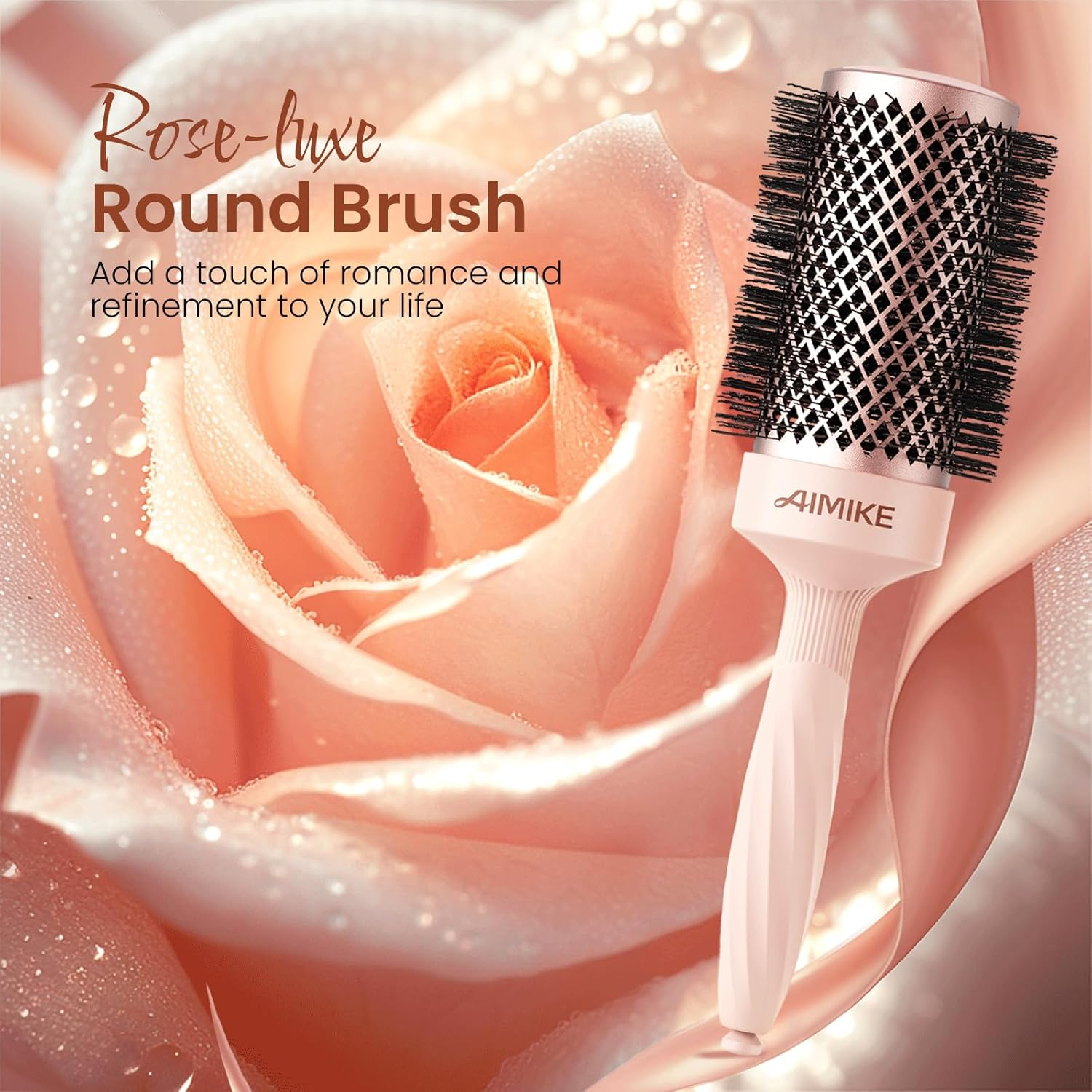 AIMIKE Rose Luxe round Brush - Nano Thermal Ceramic Tech, 53 Mm/ 2.1 Inch Barrel Brush with 4 Clips, Ideal for Blow Drying, Curling, Styling and Shine image number 5