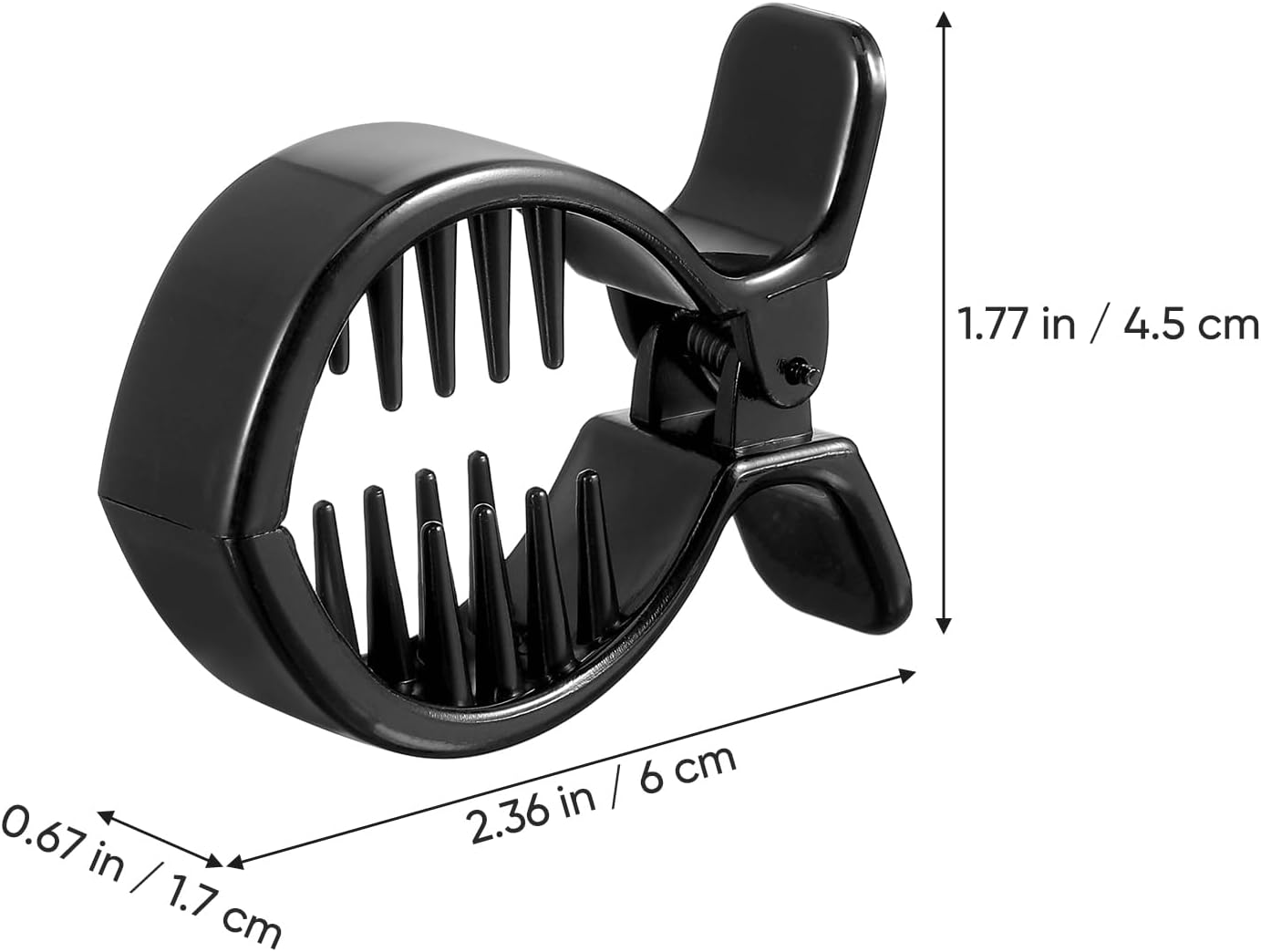 Ipetboom Pack of 2 Herringbone Hair Clips round Inner Serrated Hair Clip Fishtail Clip Claw Clip Holder Ponytail Holder Herringbone Hair Clip Strong Tension Hair Claw (Black) image number 4