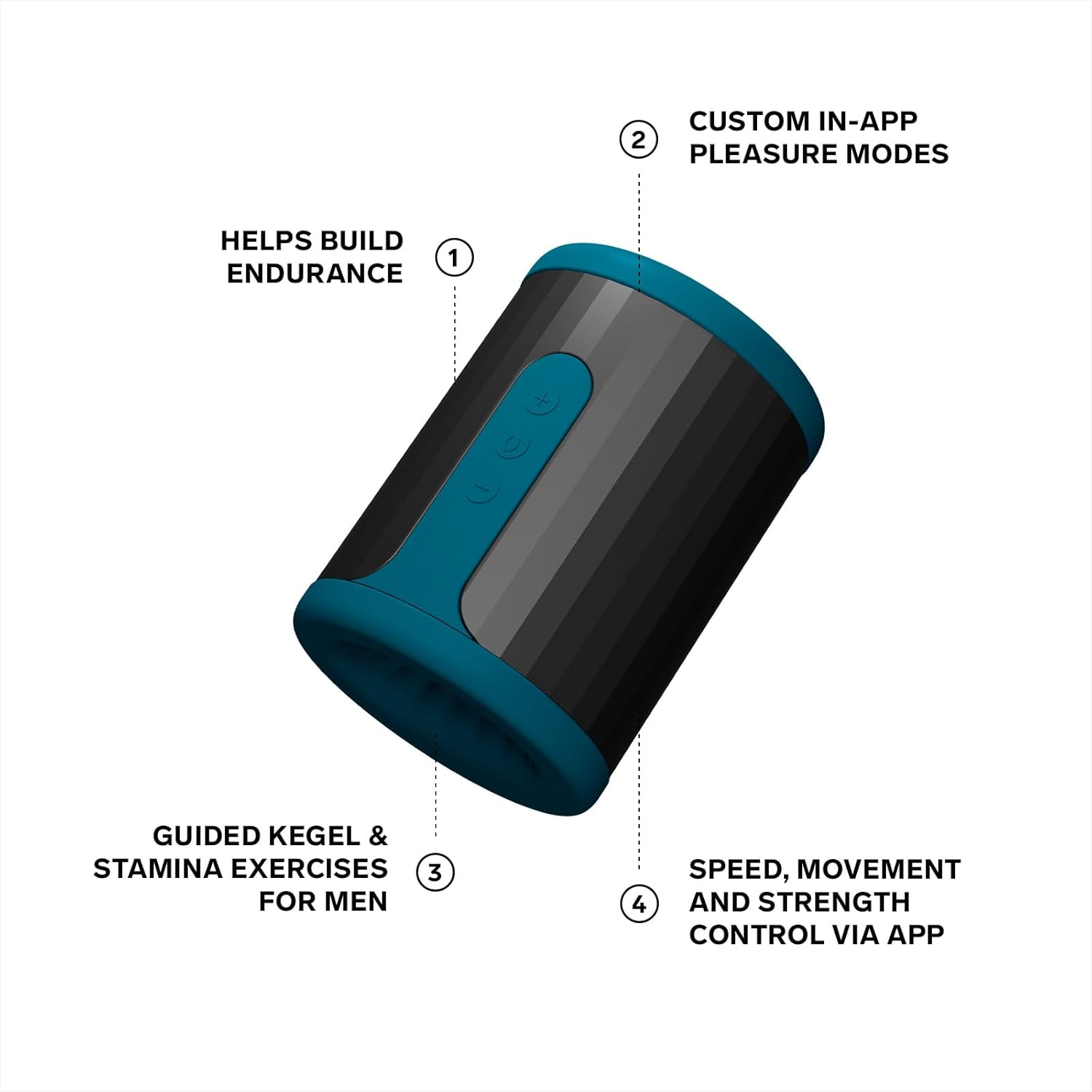 LELO F2S Stamina Trainer & Stroker with 14 Pleasure Settings, App and an AI Mode, Male Masturbator Sex Toy for Men, Male Sex Toy, Hands Free Masturbators, Penis Pump, Blowjob Adult Toys Vibrator, Teal image number 2