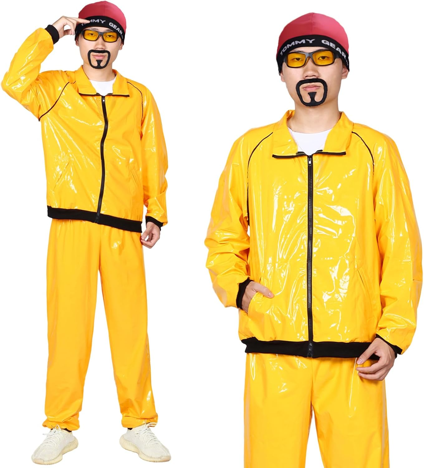 90S Fancy Dress Costumes Men Yellow 7 Pcs Shell Suit 80S 90S 80S Fancy Dress Men,Fancy Dress Costume for Disco,80S 90S Theme Party,Halloween,Stag Party image number 2