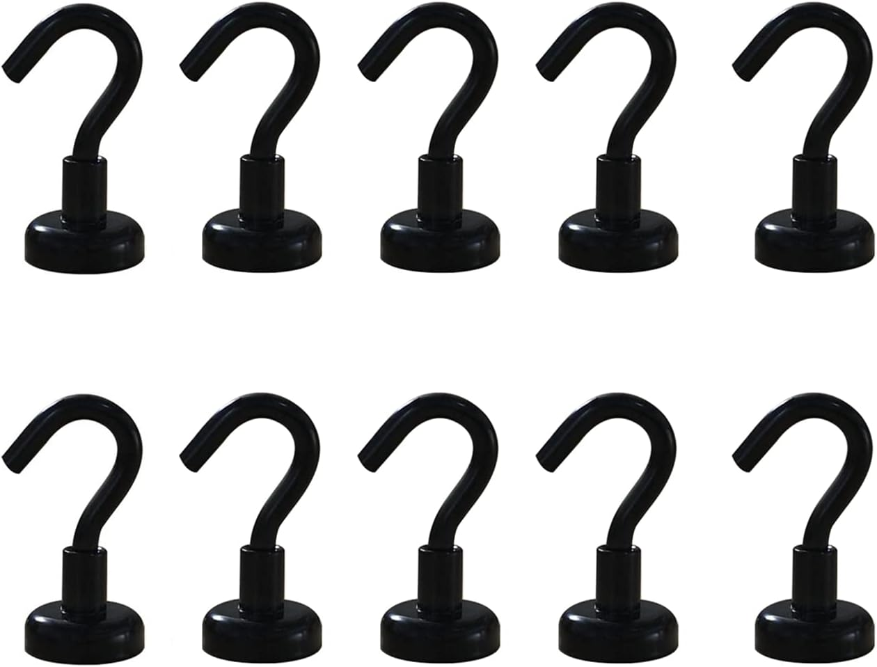 Magnetic Hooks - Heavy Duty Utility Neodymium Magnet Hooks with Nickel Coating, Key Holder Hanging Hooks for Kitchen, Cruise, Workplace, Pack of 10 image number 1