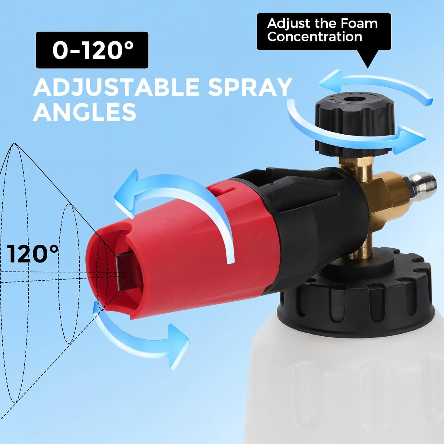 Foam Cannon for Pressure Washer, 1/4 Inch Quick Connector, Car Wash Foam Gun with 5 Pressure Washer Nozzle for Car Washing and Cleaning image number 5