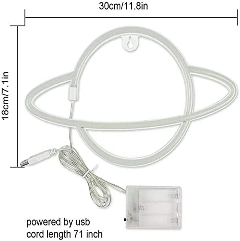 LED Neon Planet Wall Light, Battery or USB Operated, Pink, Decorative Hanging or Standing Light image number 2