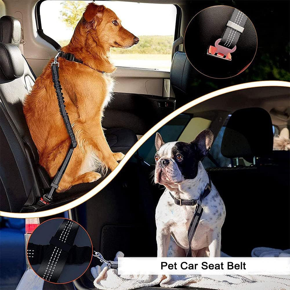 Adjustable Durable Seat Belt, 2 Pieces Pet Car Seat Belt, Adjustable Pet Seat Belt, Harness Dog Car Seat Belt, Adjustable Dog Seat Belt, for Small Medium Large Dogs Car Safety, Black image number 3