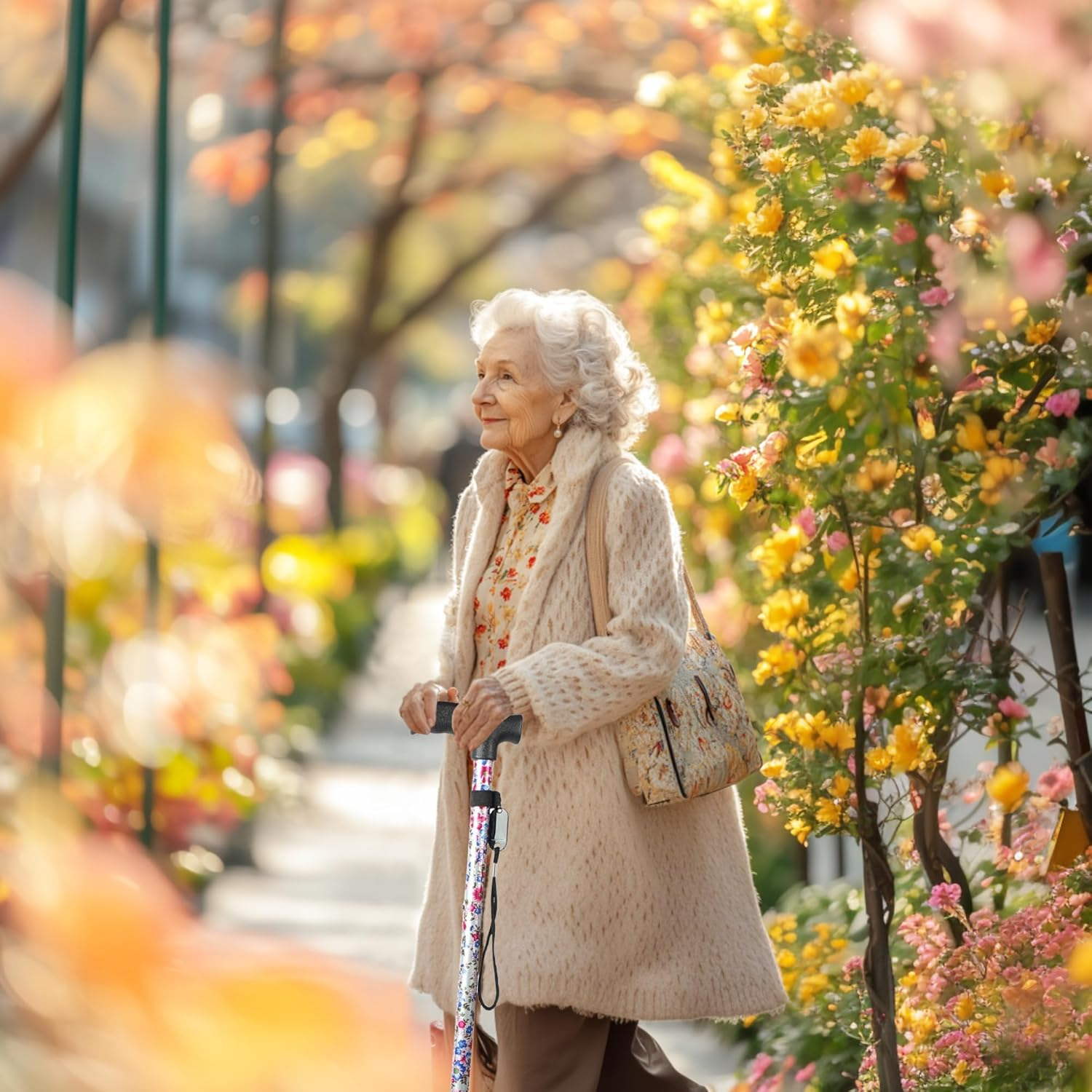 Begrit Walking Stick Adjustable Cane for Women Ergonomic Handle Stabilising Base