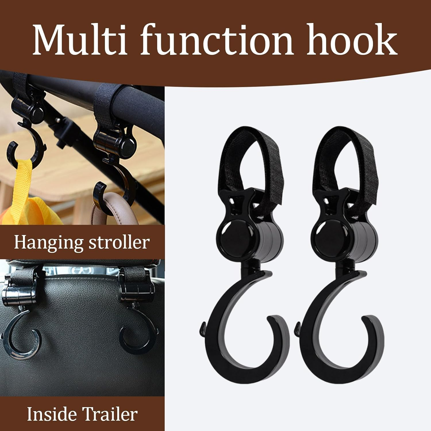 6 Pcs Pram Clips, Multi-Purpose Pram Hooks, Pram Accessories, Special Hook for Strollers, Baby Stroller Clip, Used for Hanging Shopping Handbags and Diaper Bags to Prevent Them from Falling image number 2