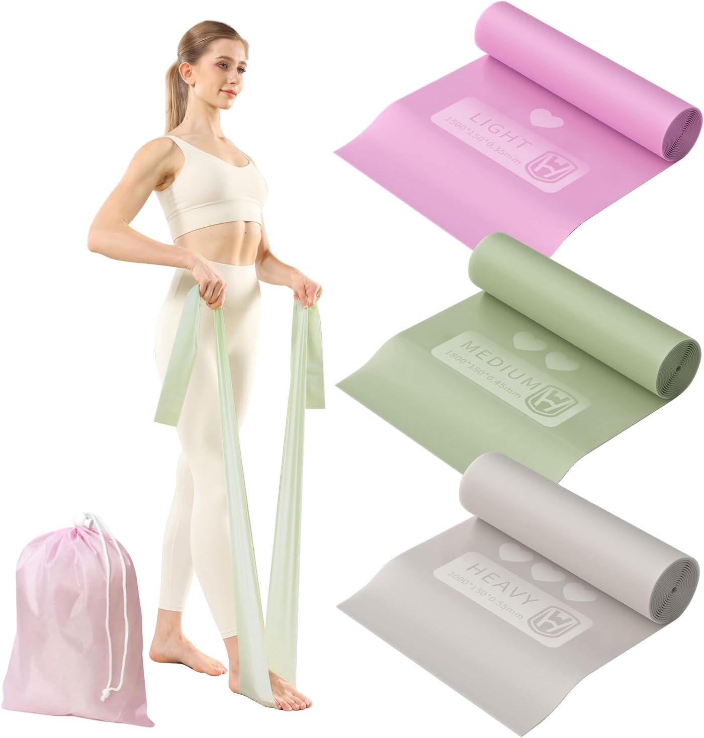 Chamgeco Professional Resistance Bands 3-Pack, Long TPE Elastic Exercise Bands for Strength Training,Yoga,Pilates,Recovery,Fitness,Home,Gym, Heavy Duty Workout Band with Carry Bag image number 2