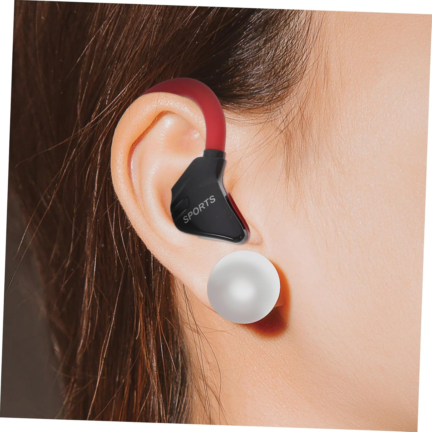 Kisangel Wired Sports Earphone Headset Ear-Hook Design for Running and Outdoor Activities, Red Color Lightweight Earbuds Bass Sound, Compatible Mobile Phones image number 5