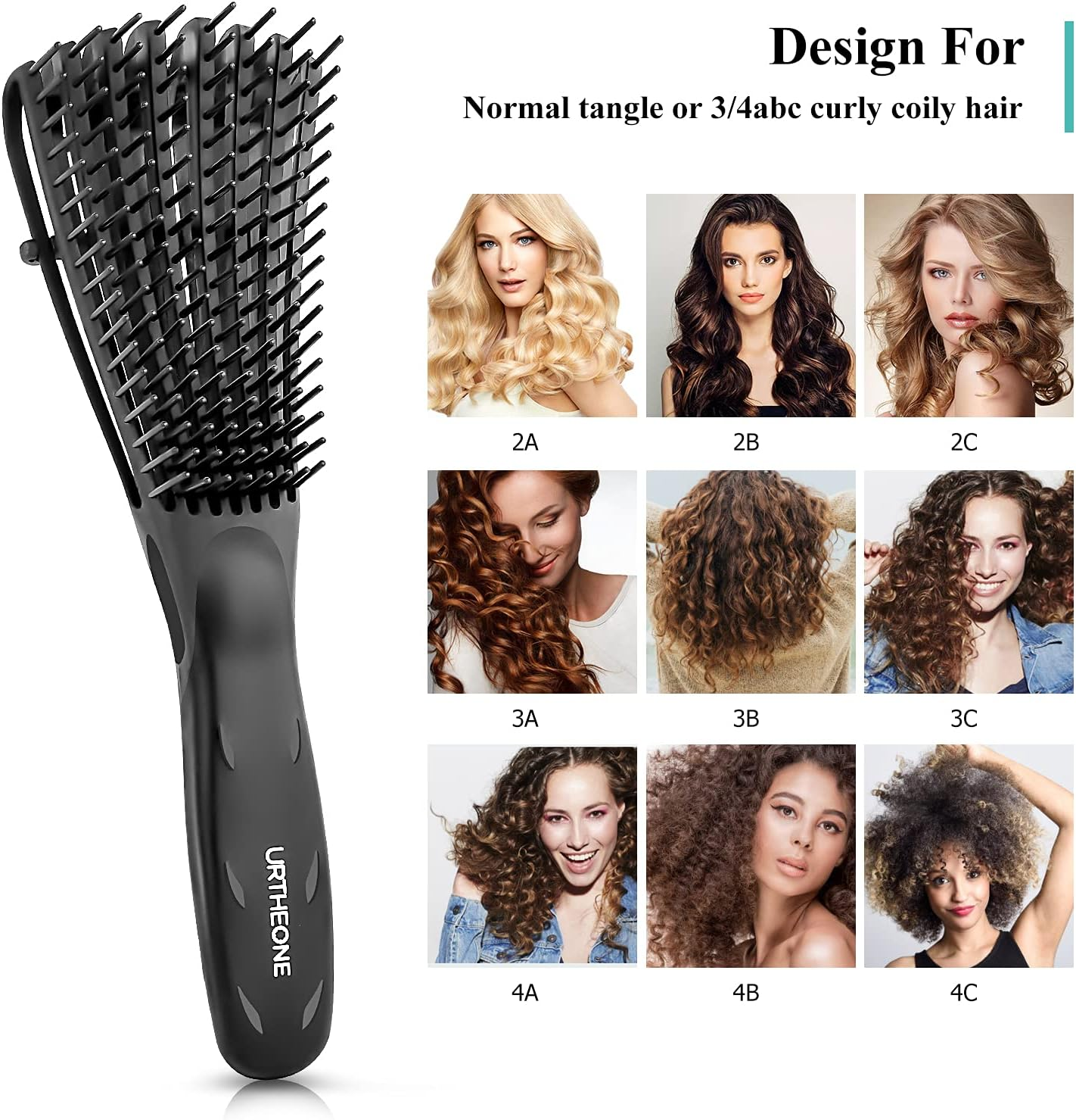 Detangling Hair Brush, Detangling Brush for Adults and Kids, Comb Set for Kinky Curly Coily and Wavy Hair, for Wet and Dry Hair, Afro American Type 3A-4C, Comfortable Grip, Easy to Clean(Black) - Blue image number 3