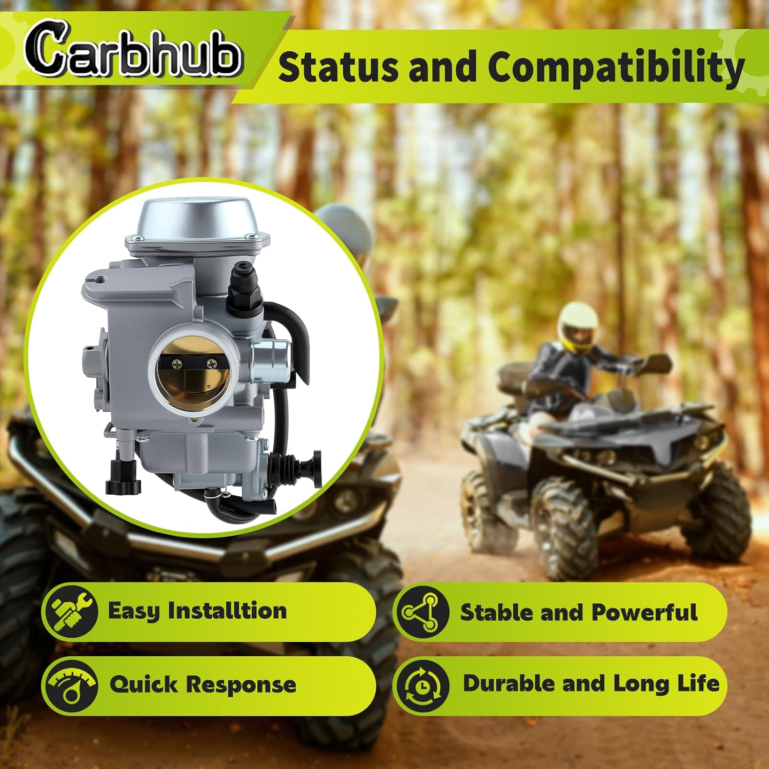 Carbhub TRX300 Carburetor for Honda 300 TRX300 Fourtrax 1988-2000 Carb image number 2
