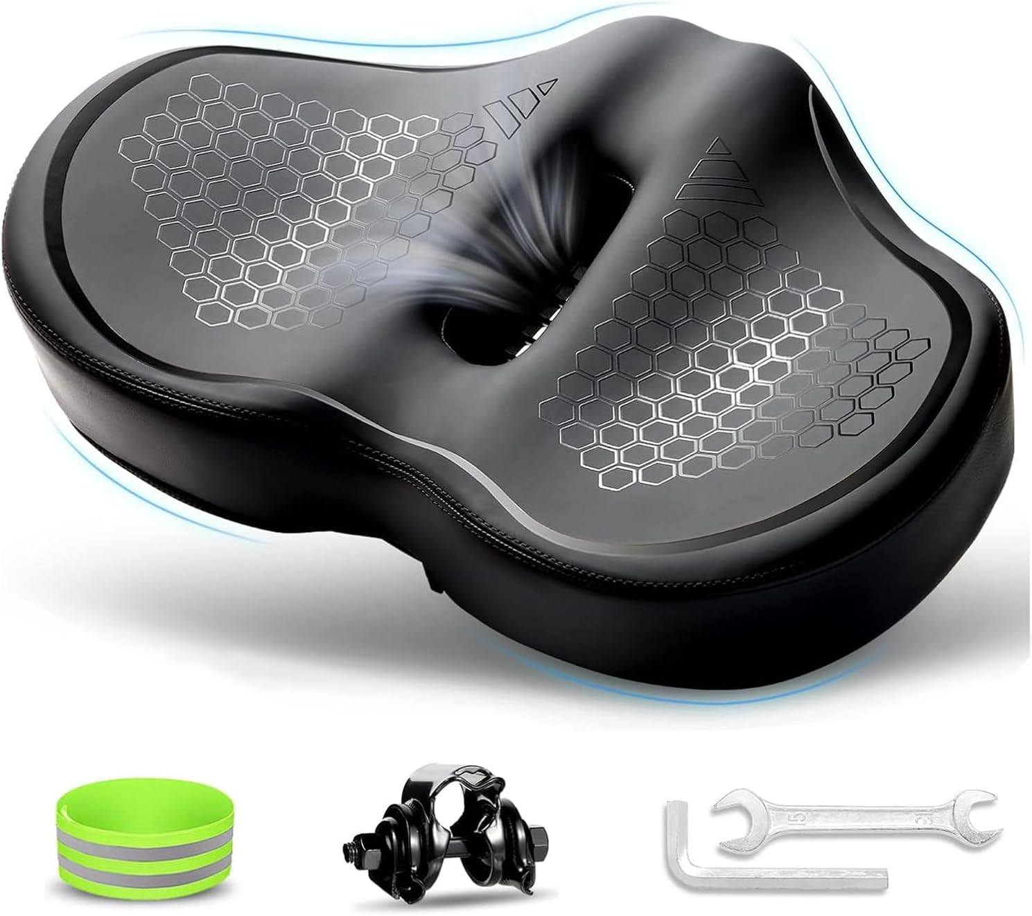 Comfort Cycling Seat with Wide Shock - Ergonomic Design for Mountain/Cruiser Bicycles - Unisex Comfort for Stationary & Road Cycling