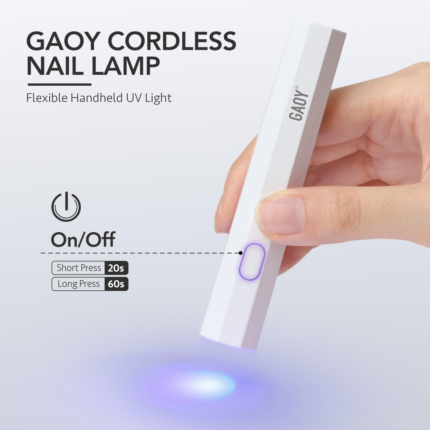 GAOY Handheld UV Light for Gel Nails, Mini Nail Lamp, Portable Cordless Rechargeable, Fast Curing, Octagon White image number 6