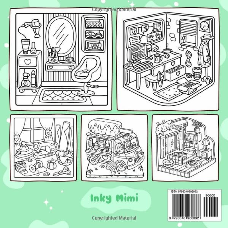 Tiny Space: Super Cute Coloring Book for Adults and Teens Easy and Simple Designs Featuring Comfy and Cozy Interiors for Relaxation image number 1