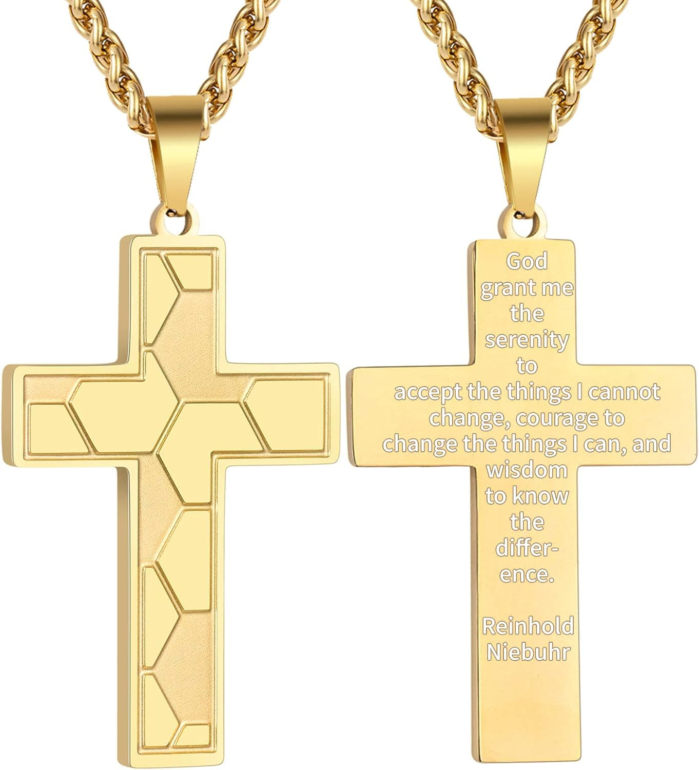 GLITTO Soccer Cross Necklace for Boys Men Stainless Steel Bible Verse Pendant with 20+2Inch Chain First Communion Baptism Religious Sports Jewelry Gift