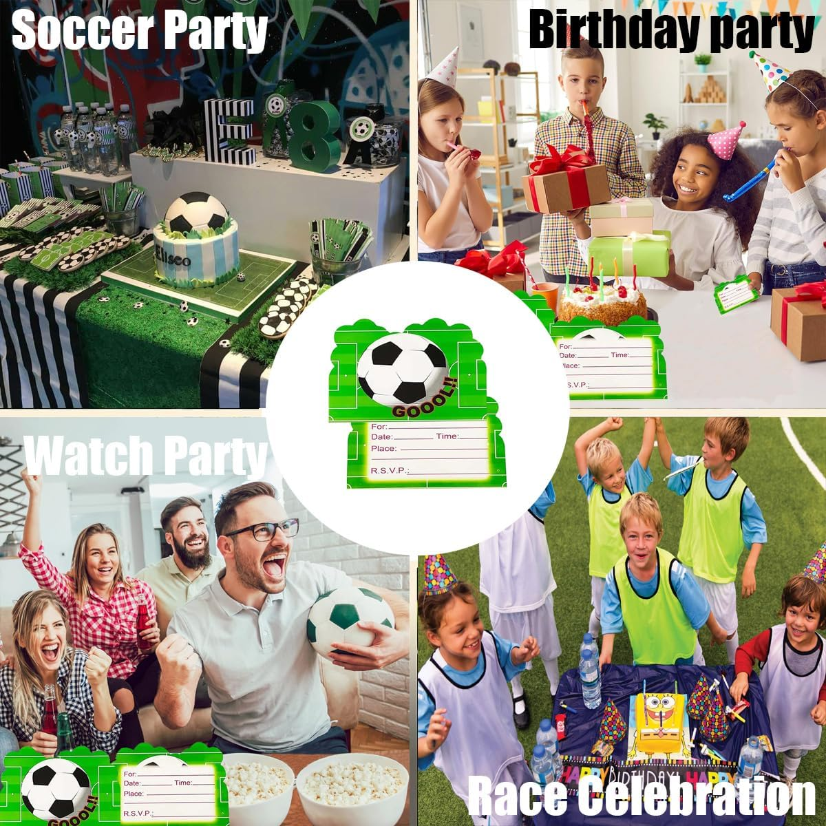 Soccer Birthday Party Invitations 30 Pcs, Football Birthday Invitations Cards for Birthday Parties, Competition Events, Sports Themed Parties image number 5