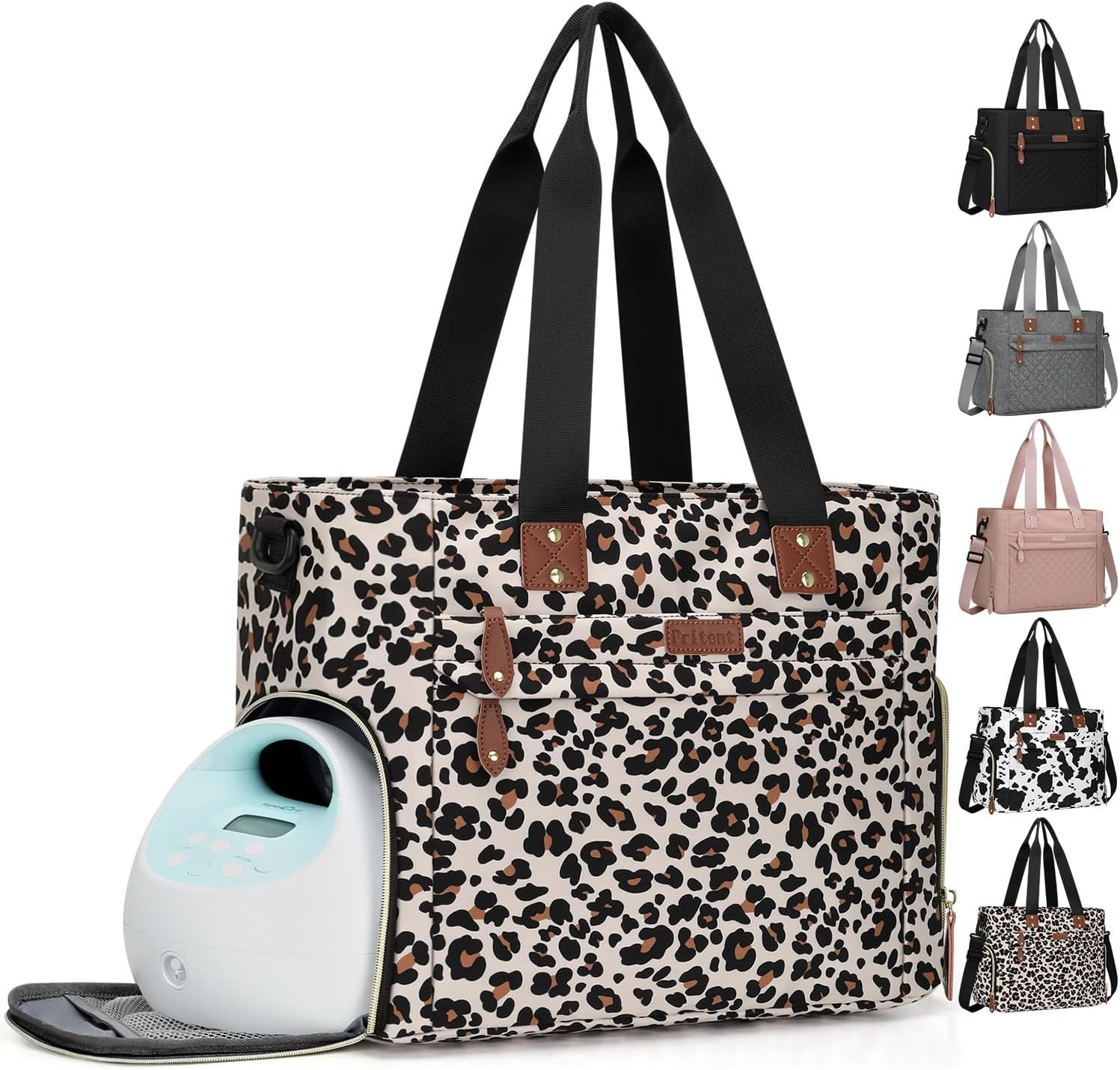 Diaper Bag Tote for Working Mom, Large Travel Baby Diaper Tote, Mommy Baby Bag for Boys and Girls - Black image number 5