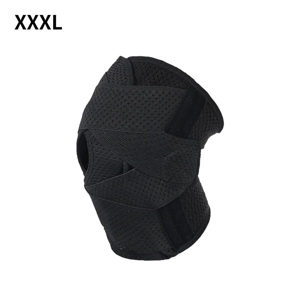 Knee Arthritis Support Brace Guard Stabilizer Strap Wrap Open Adjustable Sport Black XXXL - Black Xl image number 3