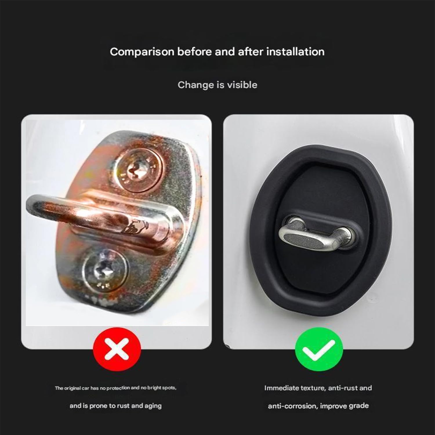 Roczential 4PCS Silicone Door Latch Guard Universal Car Door Lock Cover Protector for Dustproof Noise Reduction Scratch Prevention Durable Soft Silicone Car Interior Accessories image number 4