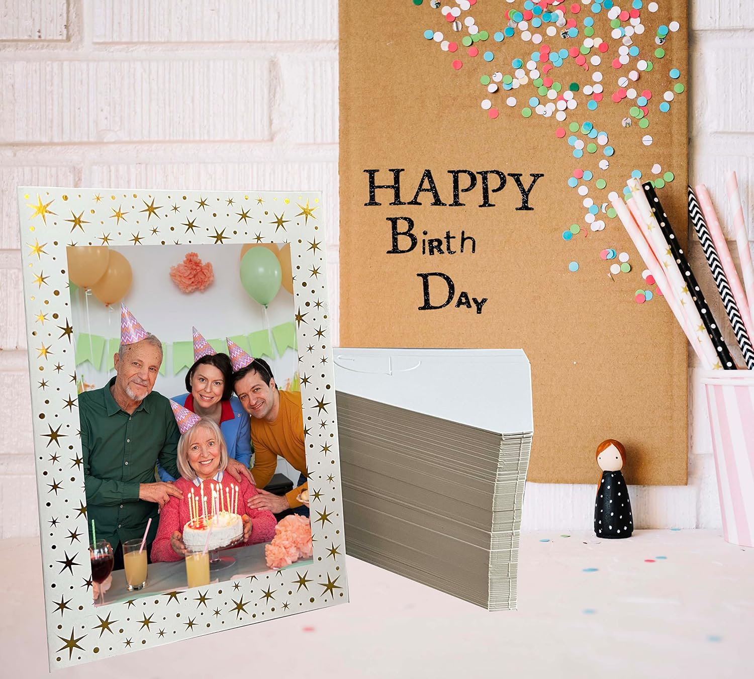 Cororio 9 Inch Self Stick Cardboard Easel Backs, Picture Frame and Art Easel Stand, Use for Photos, Signs, Crafts, (Pack of 60, White) image number 3