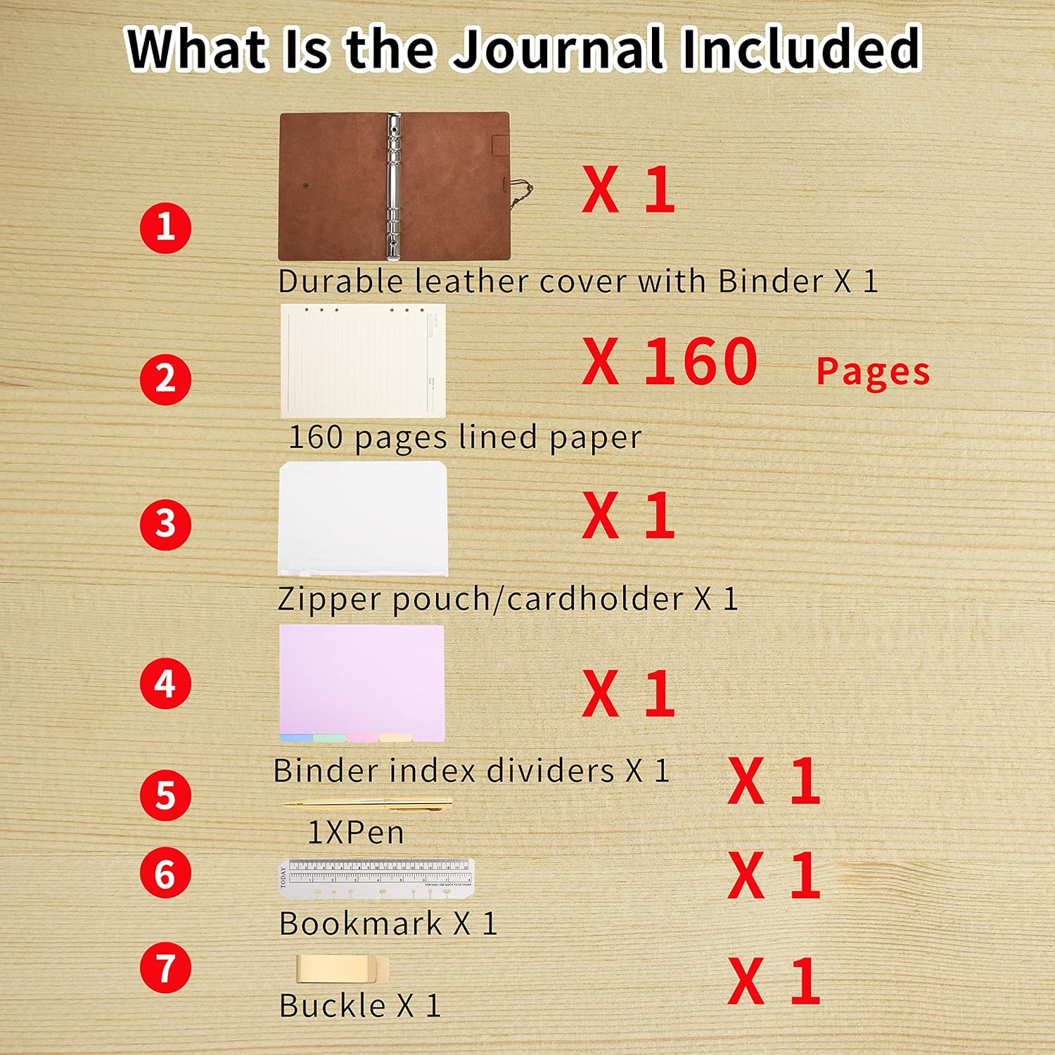 Wonderpool Leather Journal Lined Paper Notebook with Pen - Refillable Binder Writing Spiral Diary with Business Notepads & Vintage Leather Cover for Office Plan Travel Work and Agenda (A5, Red Brown) image number 7