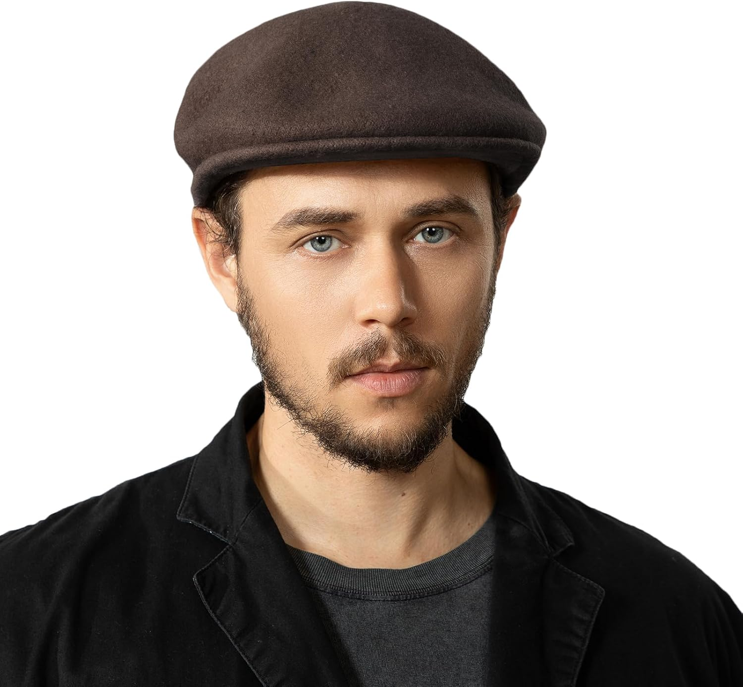 Wool Blend Mens Newsboy Caps, Classic Flat Cap Ivy Cabbie Gatsby Hat Winter Beret Hat for Men
