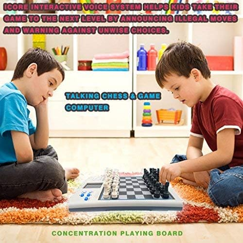 Icore Chess Set Travel Magnetic Checkers Board Electronic No Stress Teaching Game for Kids Adults