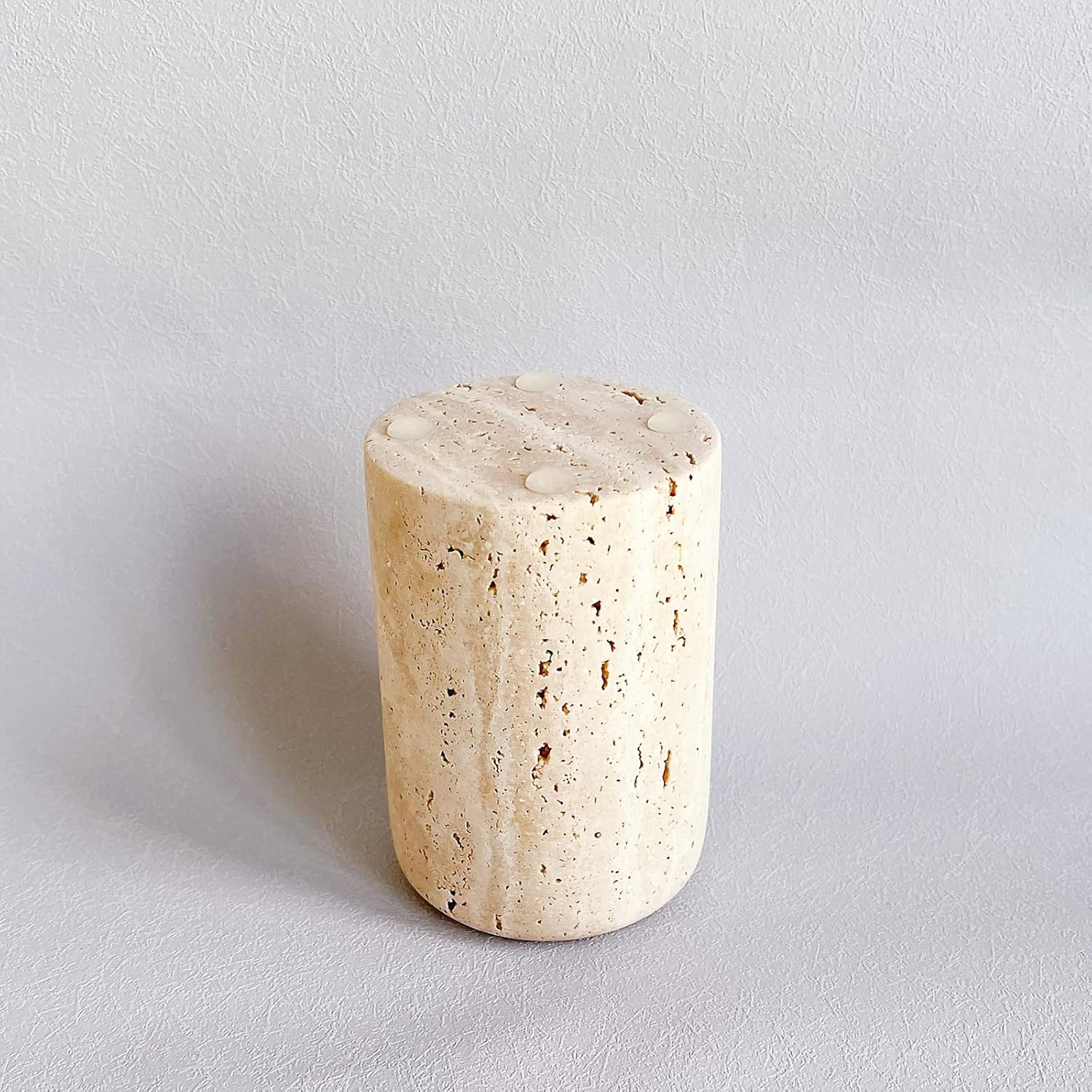 Stoneplus Natural Beige Marble Travertine Toothbrush Holder Makeup Brush Holder Bathroom Countertop Organizer (Rice White Travertine) image number 3