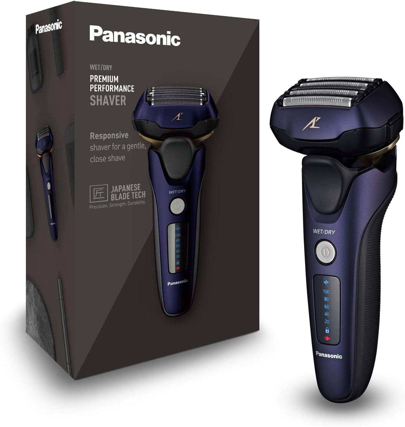 Panasonic ES-LV67-A803 Wet/Dry Razor, 5-Way Shaving Head with Linear Motor, Includes Long Hair Trimmer, Navy Blue image number 2