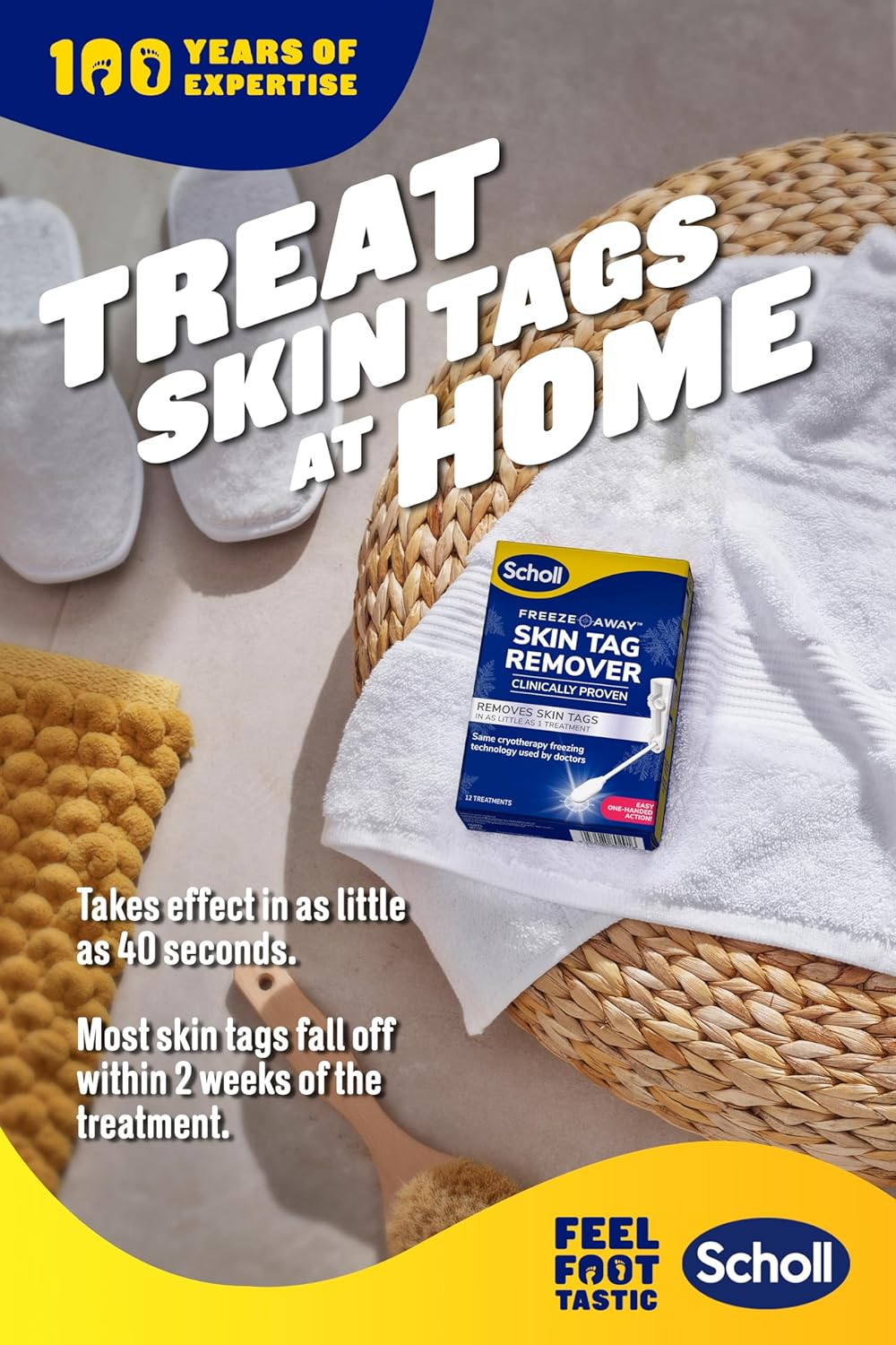 Scholl Freeze Away&trade; Skin Tag Remover - Cryogenic Skin Tag Removal Solution, Safe for in -Home Application. Clinically Proven to Remove Skin Tags in as Little as One Treatment. 12 Treatments in Box