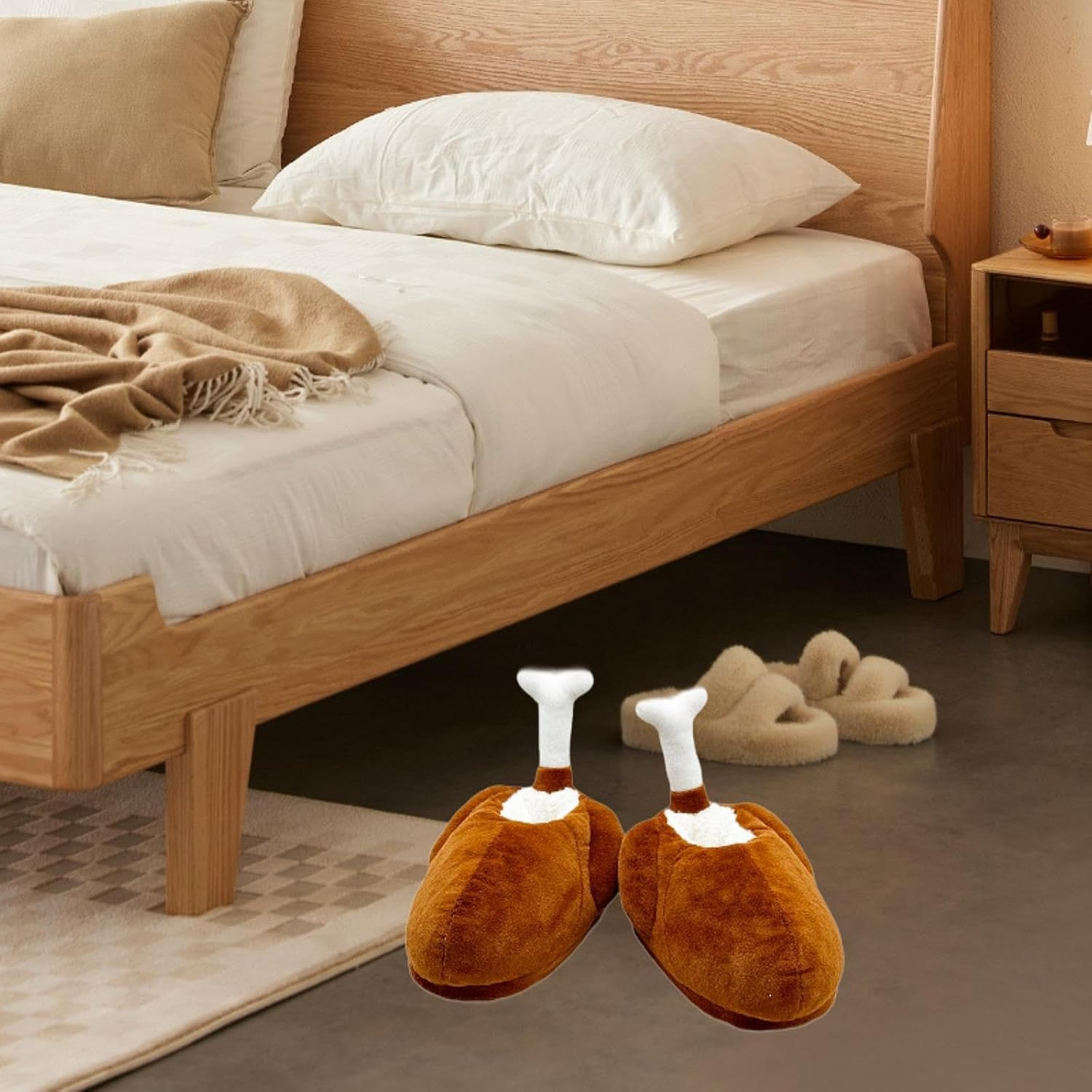 Fuzzy Winter Turkey Slippers Animal Chicken House Slippers for Home Use Carnival image number 6