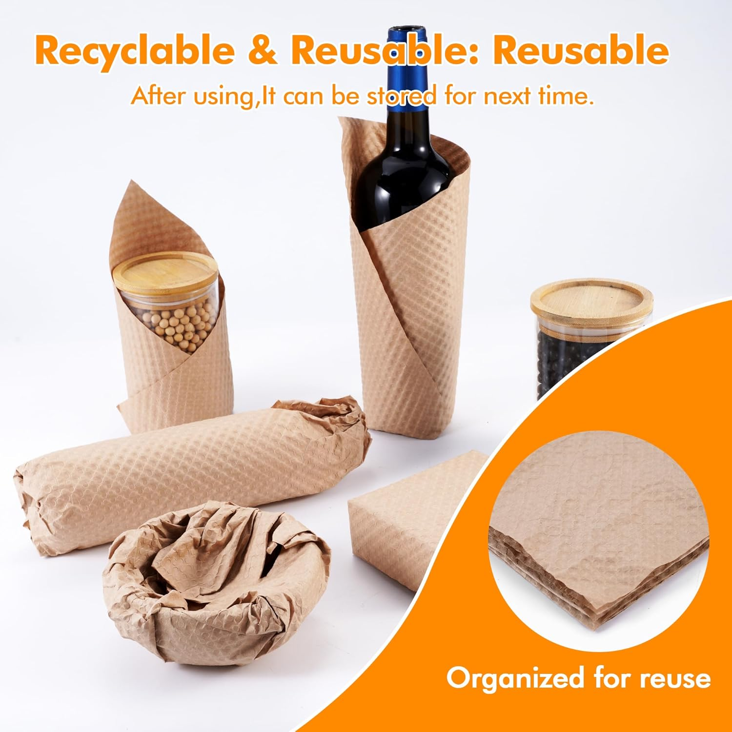 Jjhpaperix Honeycomb Packing Paper Roll &ndash; 30CM X 30M | Eco-Friendly Cushion Wrap for Moving & Shipping | Recyclable Kraft Paper | Bubble Wrap Alternative | Plastic-Free Packaging image number 5