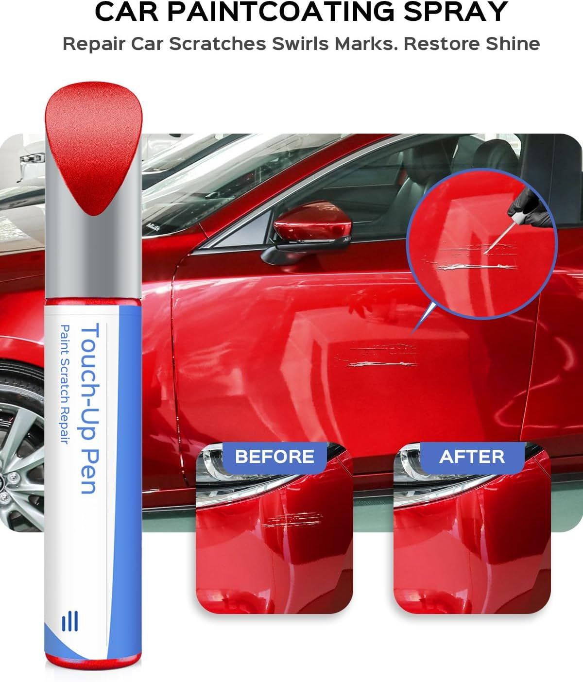 46V Soul Red Crystal Metallic Tricoat Touch up Paint Compatible with Mazda Exact Match Chips and Nicks Touch Up