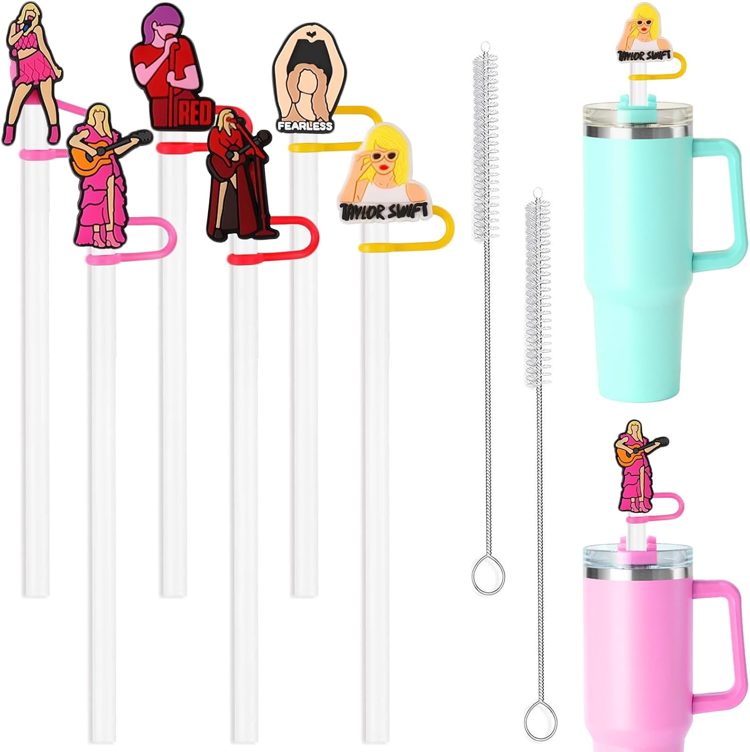 6Pcs Taylor Silicone Straw Covers Caps Compatible with Stanley Cups 30 Oz / 40 Oz Straw Toppers 10Mm Silicone Cute Straw Stopper Stanley Cup Accessories