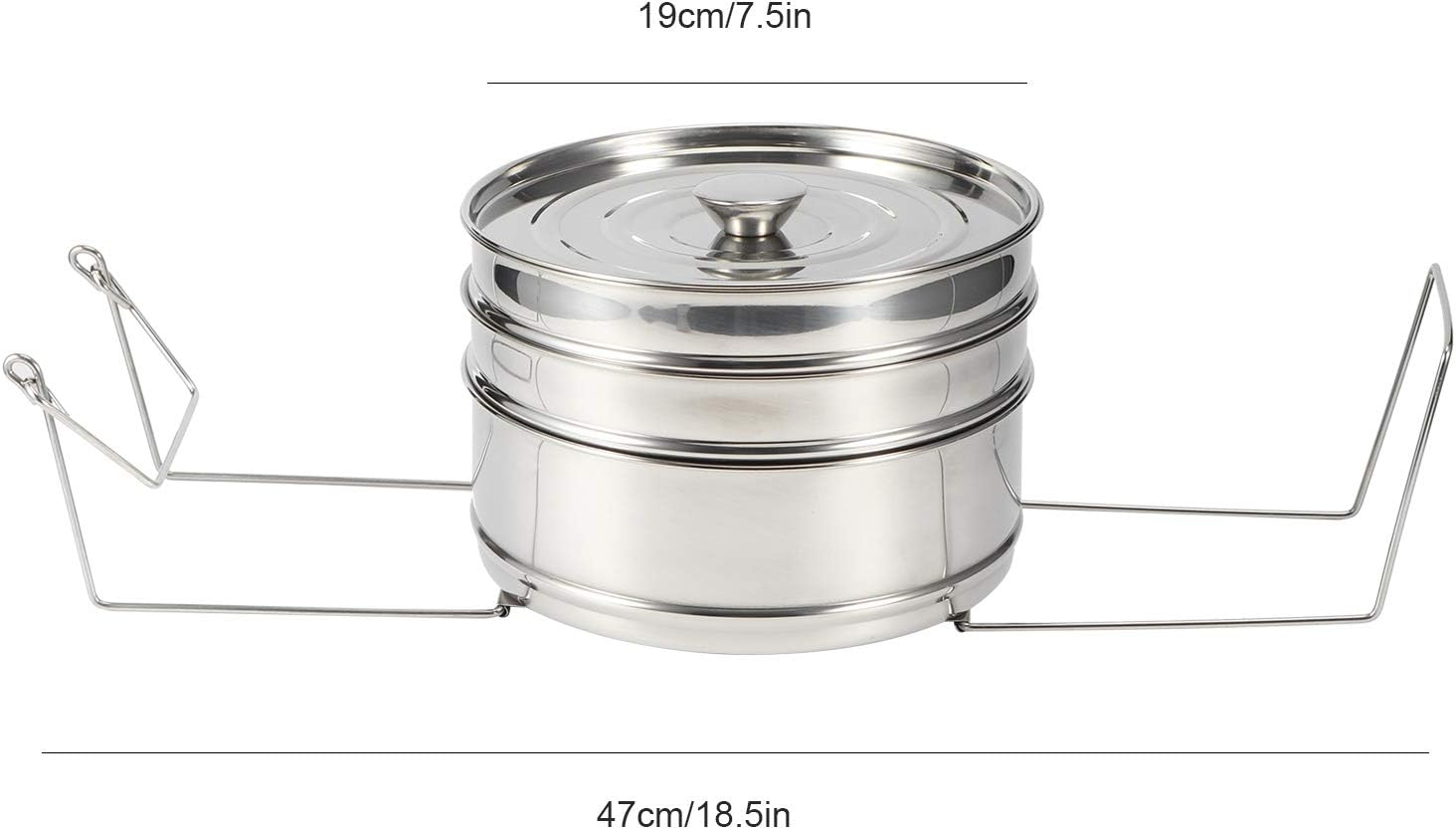 Stackable Steamer Insert Pans, 3 Tier Stainless Steel Steamer Cooker Pot Set Cook Food Pressure Pot Accessories with Folding Handle, for Baking, Vegetables, Meat, Fish, Soup image number 5