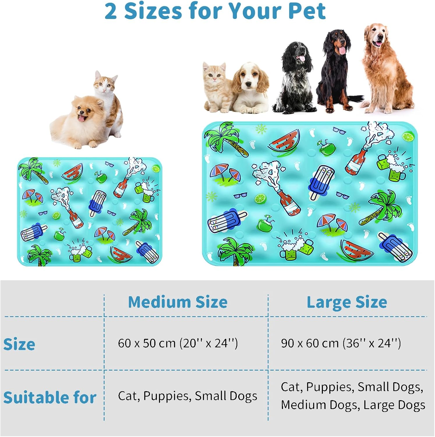 MITAIKO Dog Cooling Mat, Pet Ice Cooling Pad Sleep Bed [60X50Cm / 20"X24"] - Water Filled - Tear & Scratch Resistant for Dogs & Cats, for Pets Sofa & Crate to Keep Cool & Calm Sleep in Summer, Green image number 6