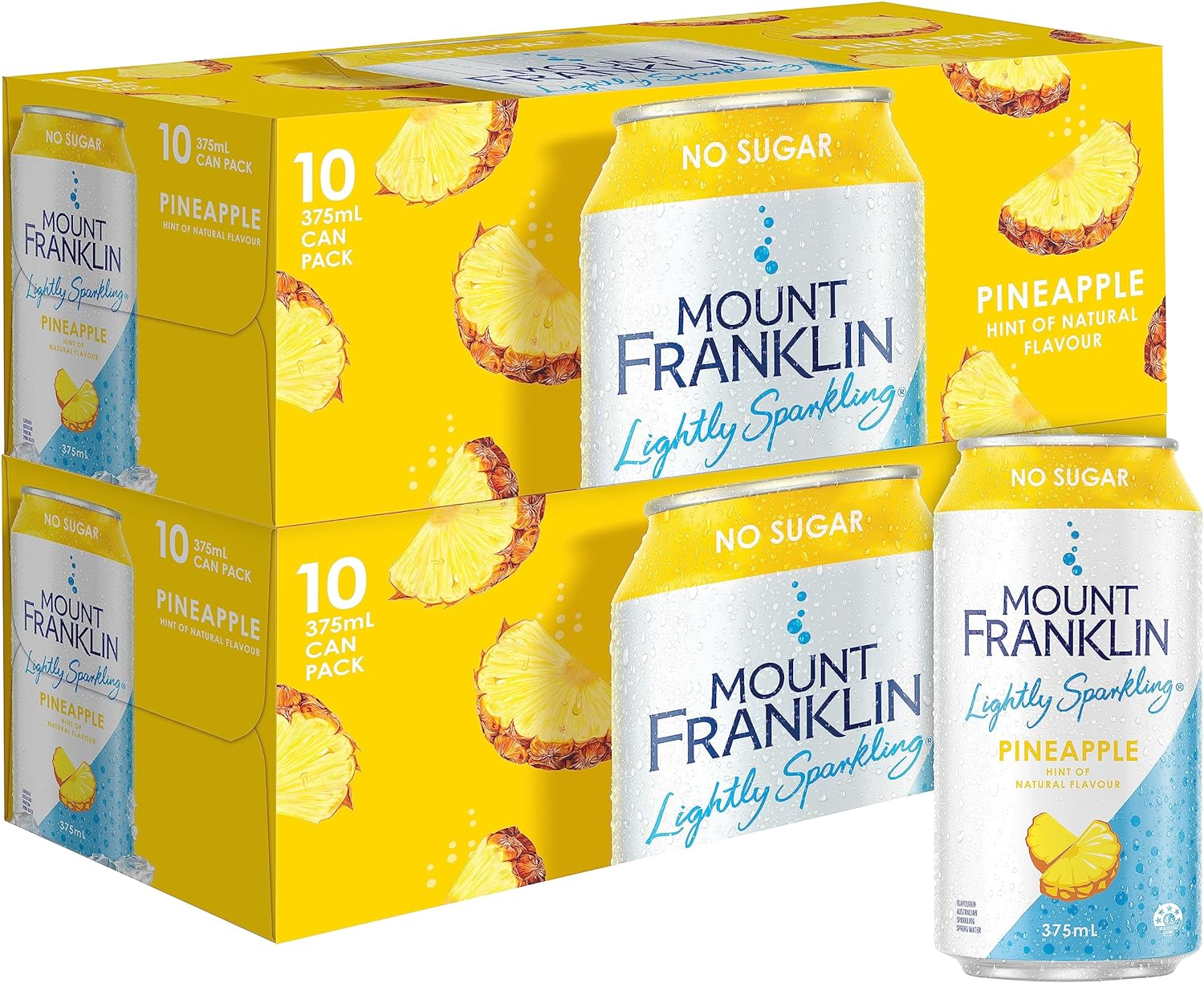 Mount Franklin Lightly Sparkling Water Pineapple Multipack Cans 20 X 375 Ml image number 2