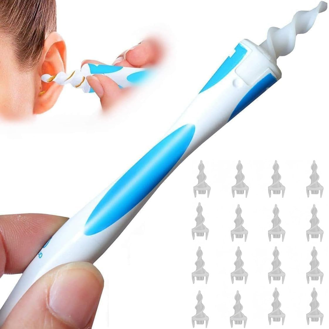 Earwax Remover Tool,Spiral Earwax Removal Tool，Reusable Earwax Removal Kit Safe Ear Cleaner with 16 Pcs Soft and Flexible Replaceme,Ear Cleaner Earwax Removal，The Best Choice for Removing Earwax image number 2
