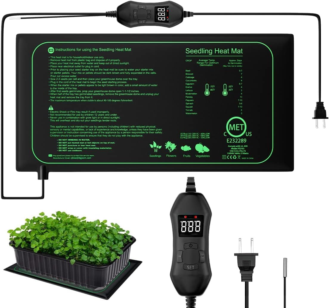 50W Seedling Heat Mat with Thermostat Controller, 25Cm X 52.5Cm Heat Mats for Seed Starting,Seed Heating Mat for Indoor Growing,Brewing and Seed Germination image number 3