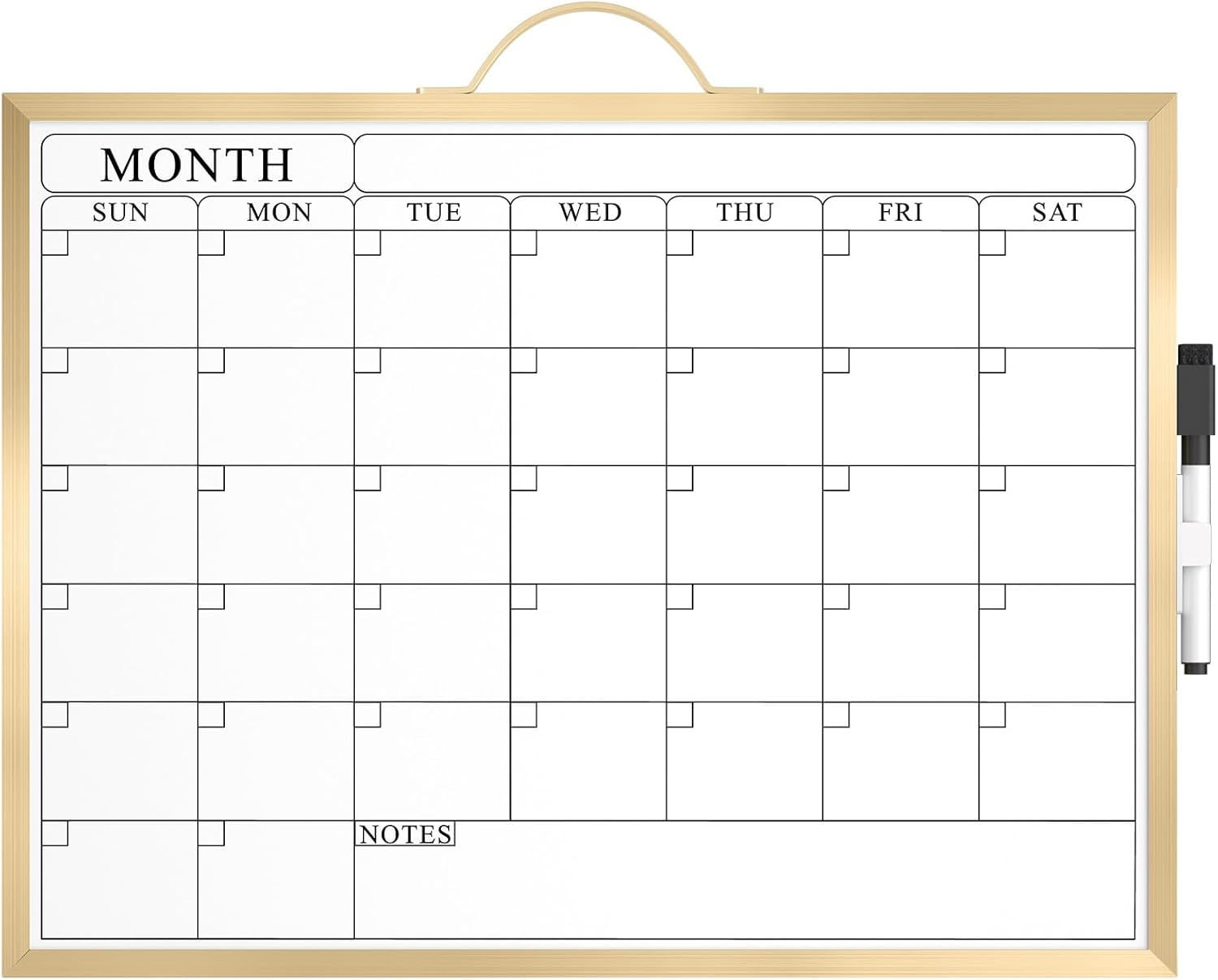 Maxgear Monthly Calendar Dry Erase Board for Wall, 16"X12" Hanging Whiteboard, Small Dry Erase White Board with Handle, Golden Aluminum Framed Whiteboard for Office, Home, School image number 5