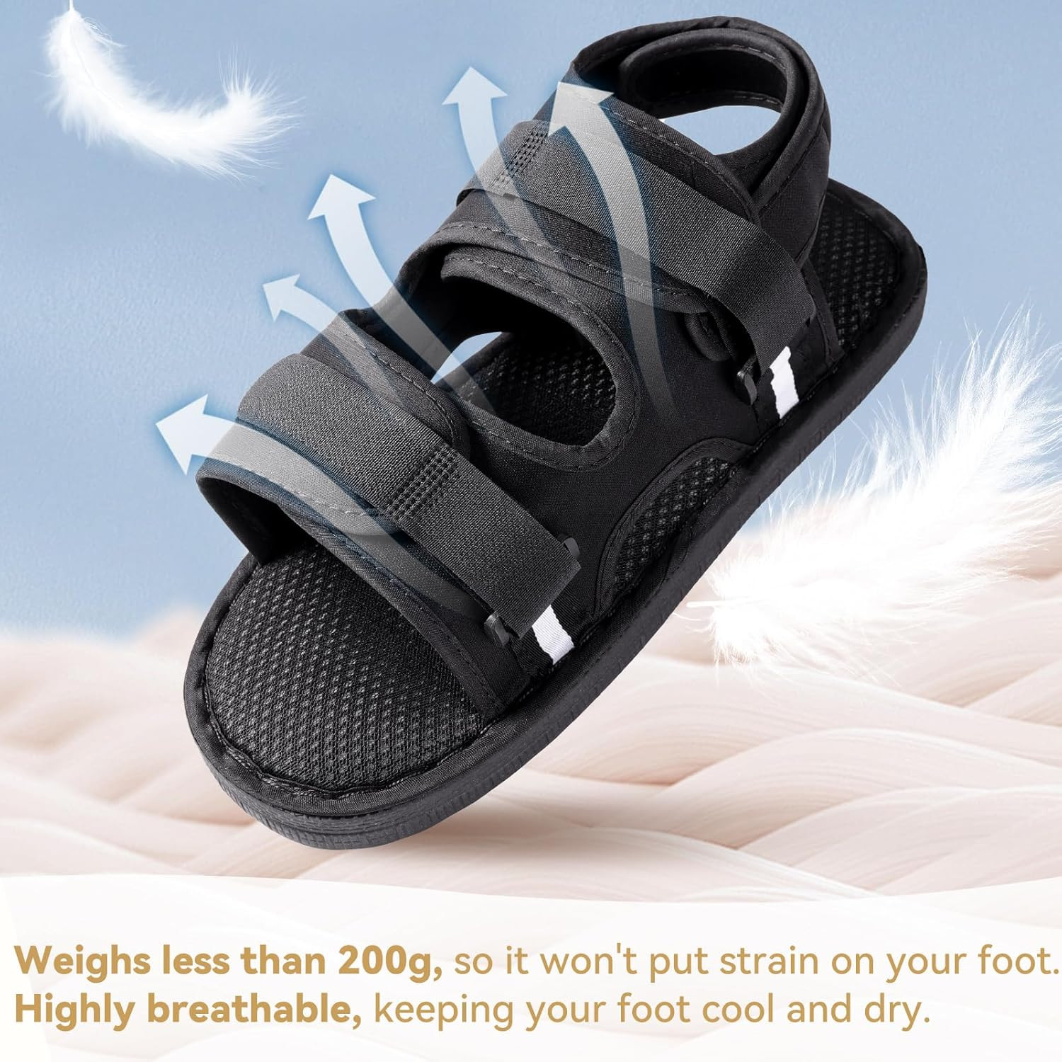 ENLUNTRA Post Op Recovery Shoe, Lightweight Medical Walking Shoe with Adjustable Strap for Post Surgery or Operation Support, Broken Foot, Injured Toes, Stress Fractures, Sprains, Bunions for Left or Right Foot, for Men or Women, 1 Pcs, L - A-M image number 3